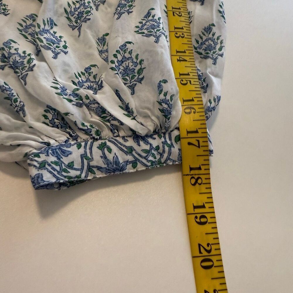 RockFlowerPaper Babydoll Dress Blue & White Bishop Sleeve Size S Boho, Cottageco - Picture 11 of 13
